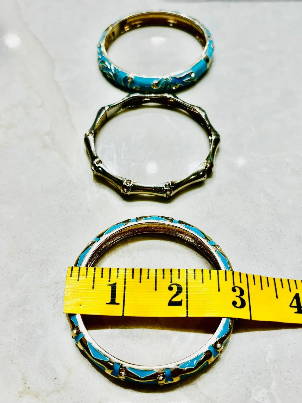 Nordstrom SEQUIN NYC Gold-Tone and Turquoise Enamel Bangle Bracelet Set
